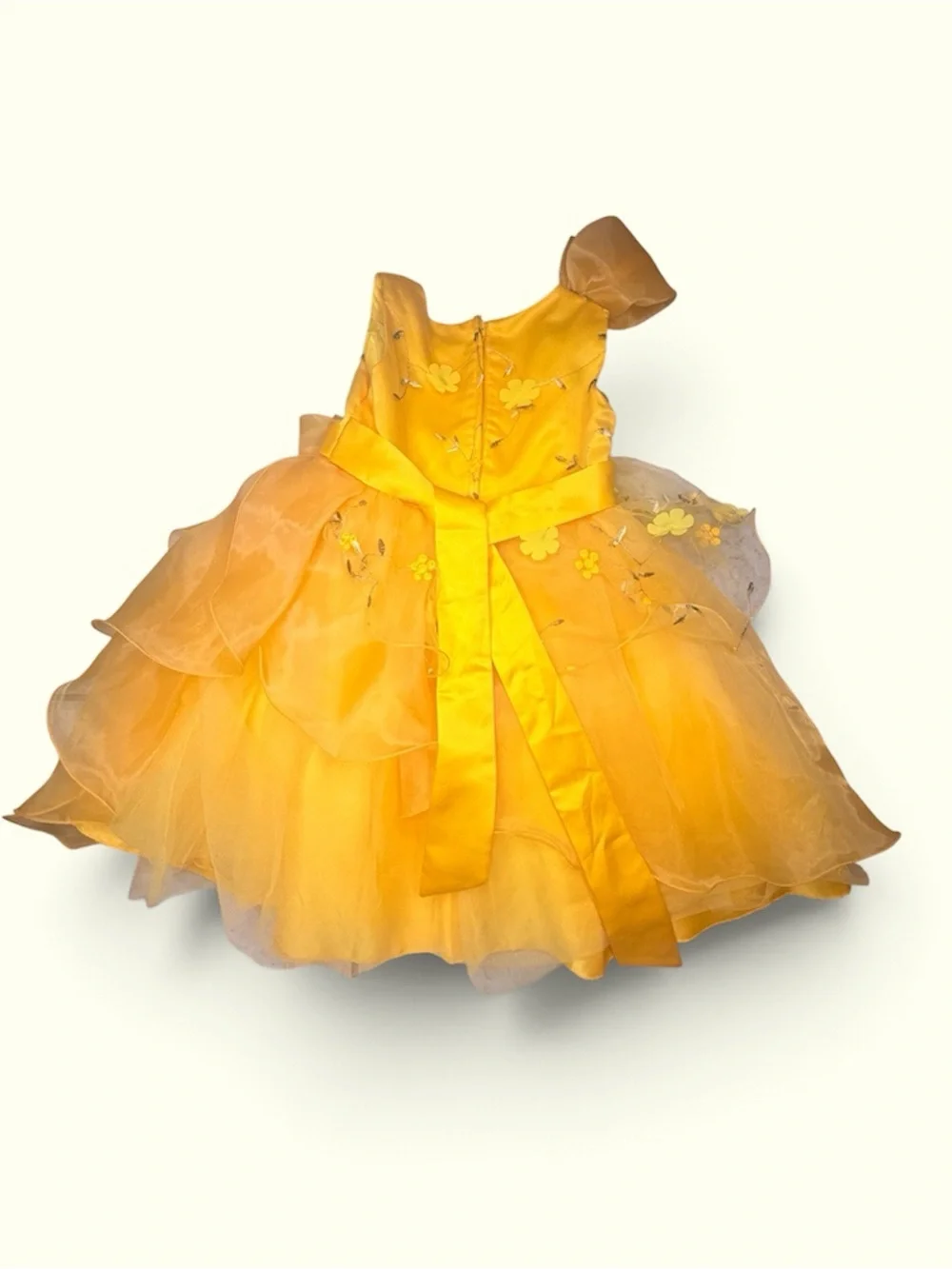 Pink Butterfly Yellow Floral Grown Dress (4) (Worn Once)